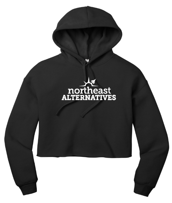 Photograph of product: NEA Cream W/Black Bella+Canvas Women's Cropped Fleece Hoodie (M)