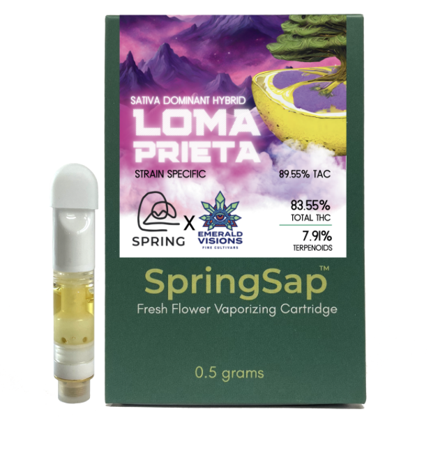 Photograph of Product: SpringSap Live Rosin Vape Cartridge | Loma Prieta
