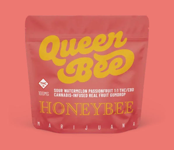 Photograph of product: Queen Bee Sour Watermelon Passionfruit - 1:1 Gumdrop - 100mg