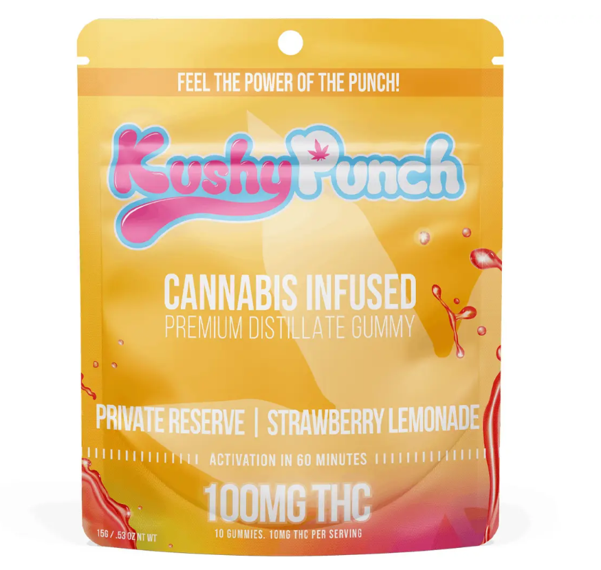 Photograph of product: Kushy Punch Strawberry Lemonade Gummy 100mg