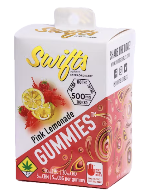 Photograph of product: Pink Lemonade CBD:TH-oui:CBG:CBN Gummies, 10-Pack