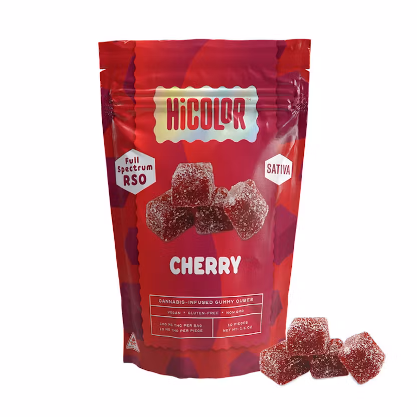 Photograph of product: Hicolor - Cherry - Rso Gummies - 100mg