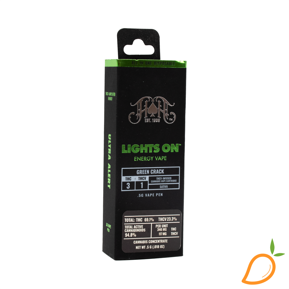 Photograph of product: 0.5g 3:1 TH-oui:TH-ouiV Green Crack AIO Heavy Hitters