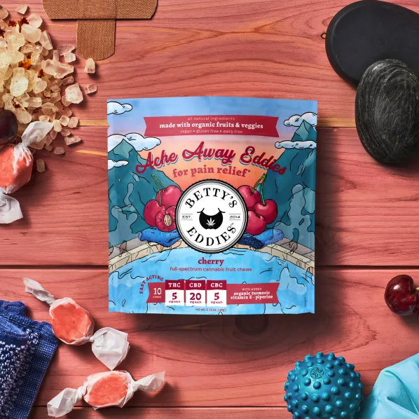 Photograph of product: Betty's Eddies 100mg Fruit Chews - Cherry 1:4:5 TH-oui:CBD:CBC
