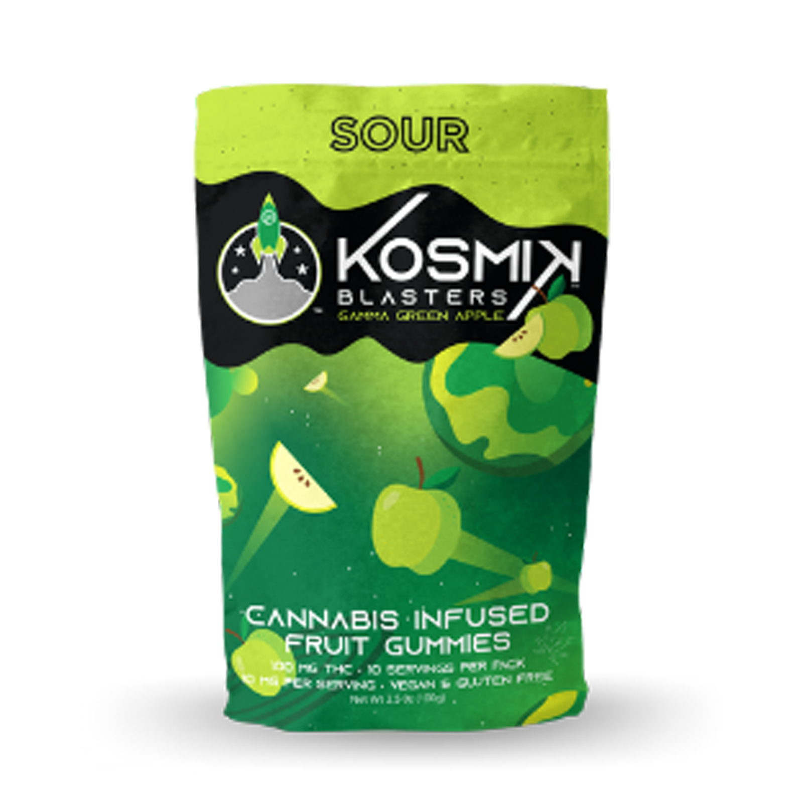 Photograph of product: Sour Gamma Green Apple Blaster Gummies | 100mg