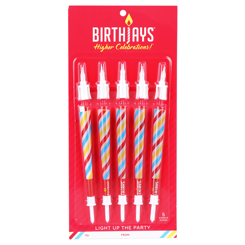 Photograph of product: BirthJays Birthday Pre-Rolled Candle Cones | King Size | 5pc Pack