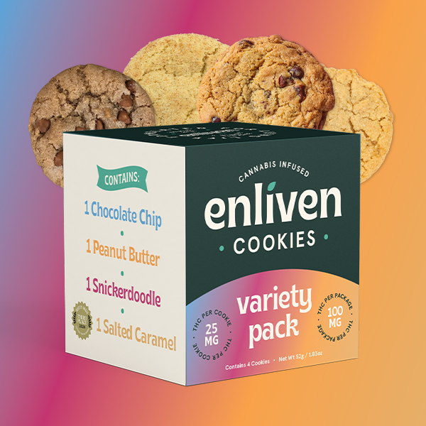 Photograph of product: ENLIVEN  VARIETY 4PK COOKIES 100MG