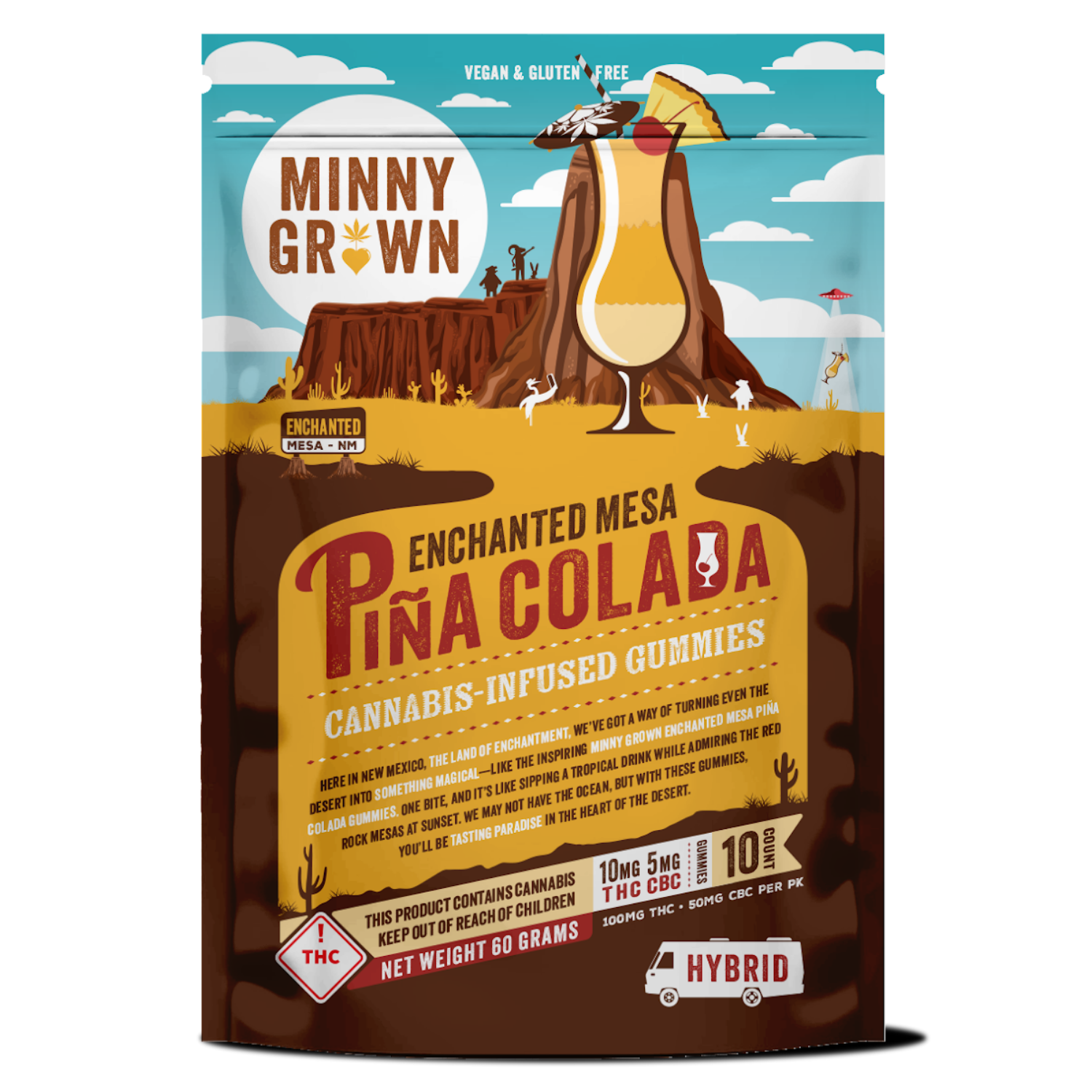 Photograph of product: Enchanted Mesa Pina Colada 10ct Gummies (TH-oui & CBC) by Minny Grown