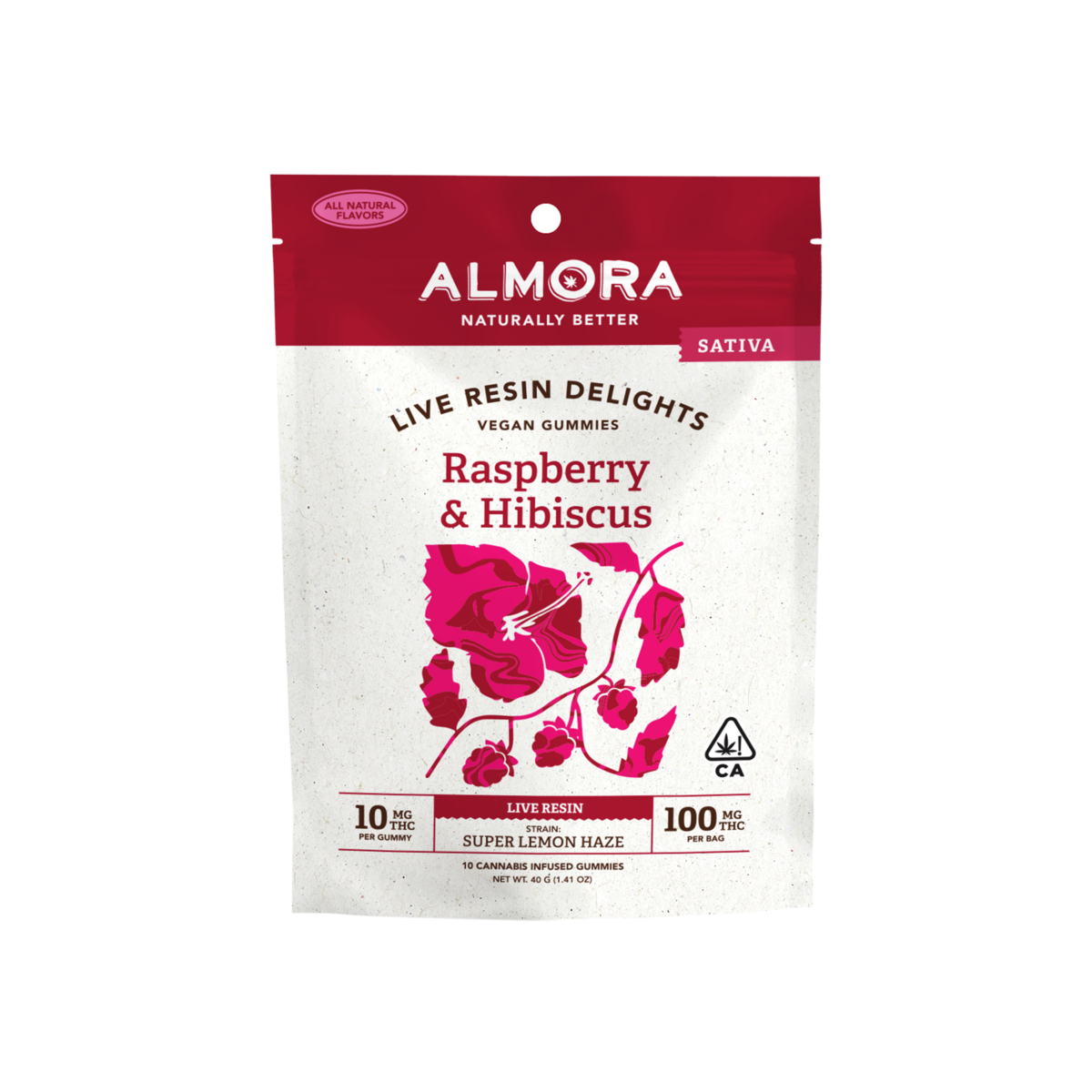 Photograph of product: Almora Farm gummies Raspberry & Hibiscus 100MG