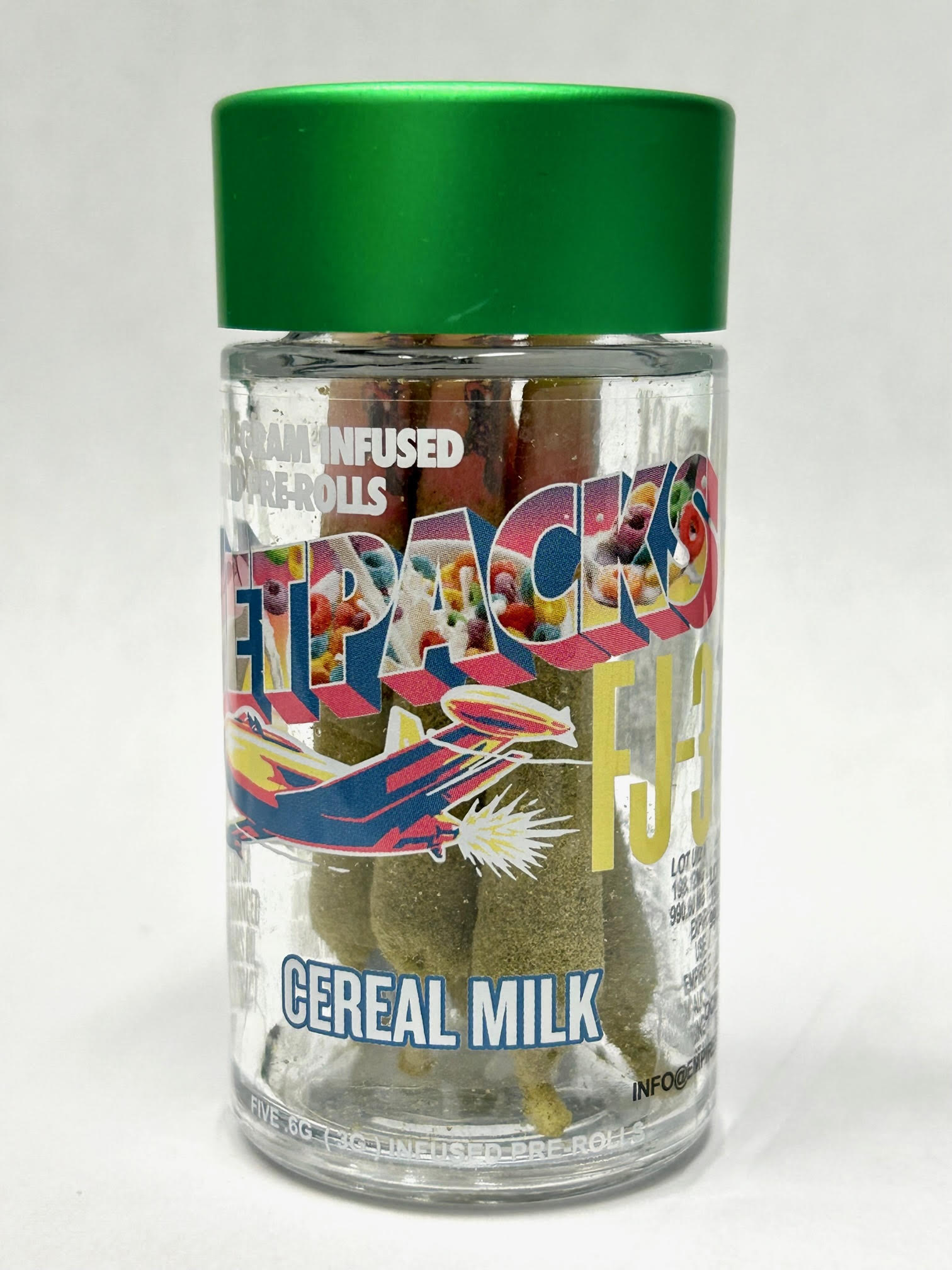 Photograph of product: Jetpacks FJ-3 Infused PreRolls 5pk - Cereal Milk