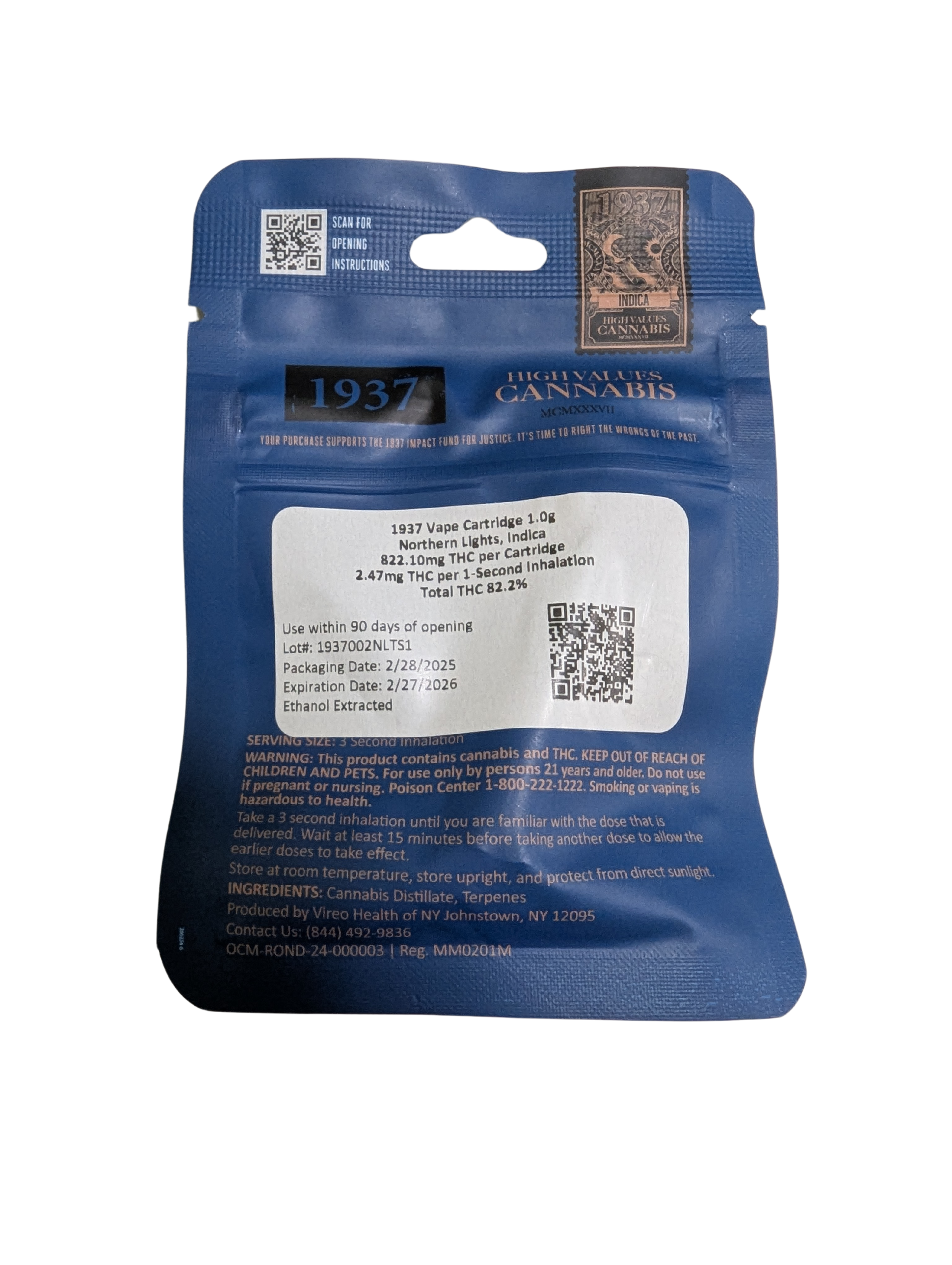 Photograph of product: 1937 | Northern Lights | 510 Cartridge | 1g