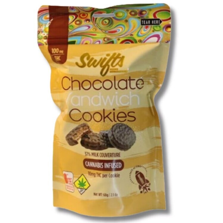 Photograph of product: Chocolate Covered Sandwich Cookies 10pk/100mg Infused Cookies Solid Edibles 2. (Swifts)