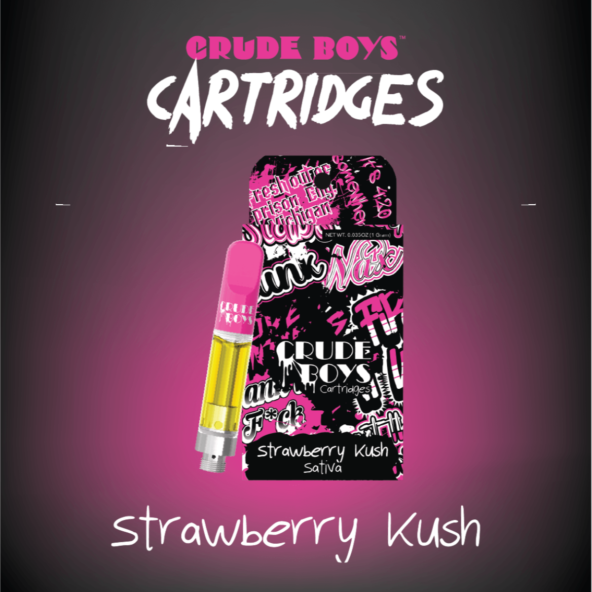 Photograph of product: Crude Boys | Strawberry Kush Vape | 1.0g