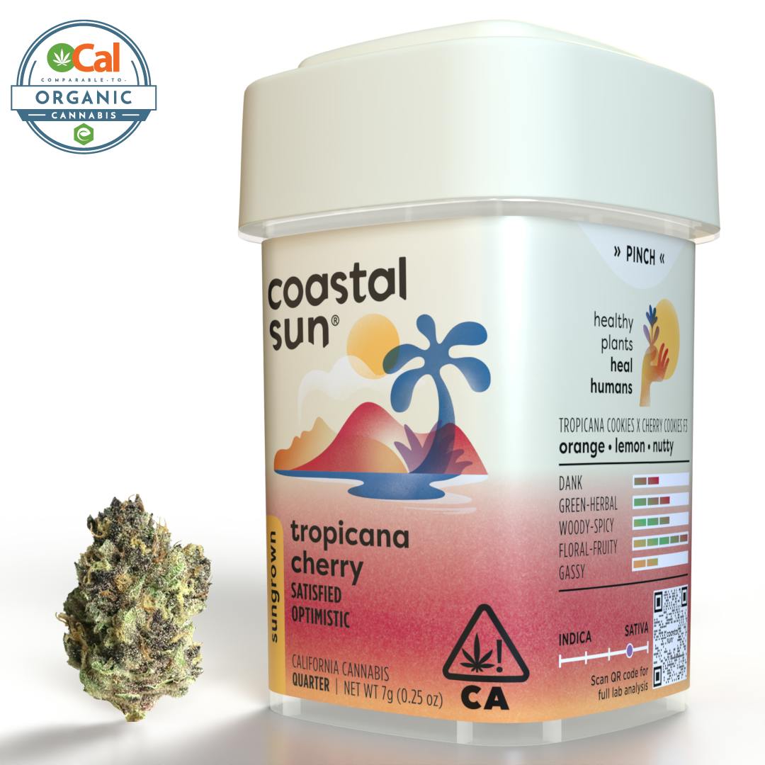Photograph of product: Coastal Sun Sungrown Flower 7g Quarter - Tropicana Cherry (S)