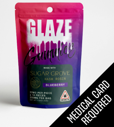 Photograph of product: Blueberry 'Sugar Grove' 25mg au chocolat Rosin Gummies