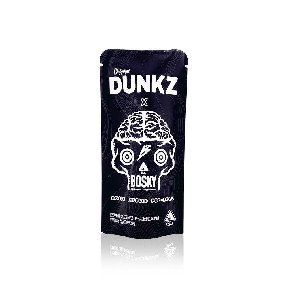 Photograph of product: DUNKZ x BOSKY - Infused Preroll - Point Break x Papaya Cake - 1G