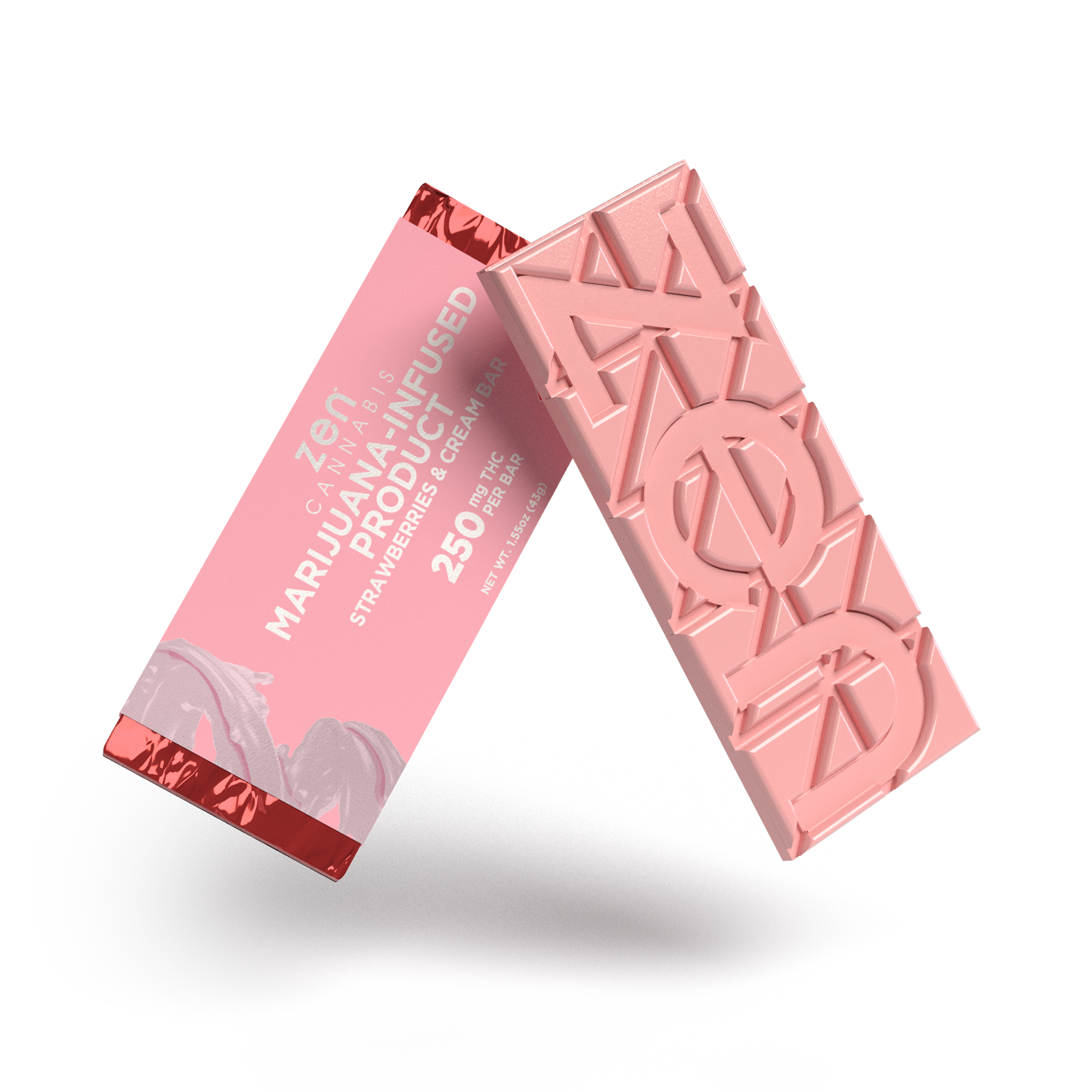 Photograph of product: Zen - Strawberries & Cream - Chocolate Bar - 250mg