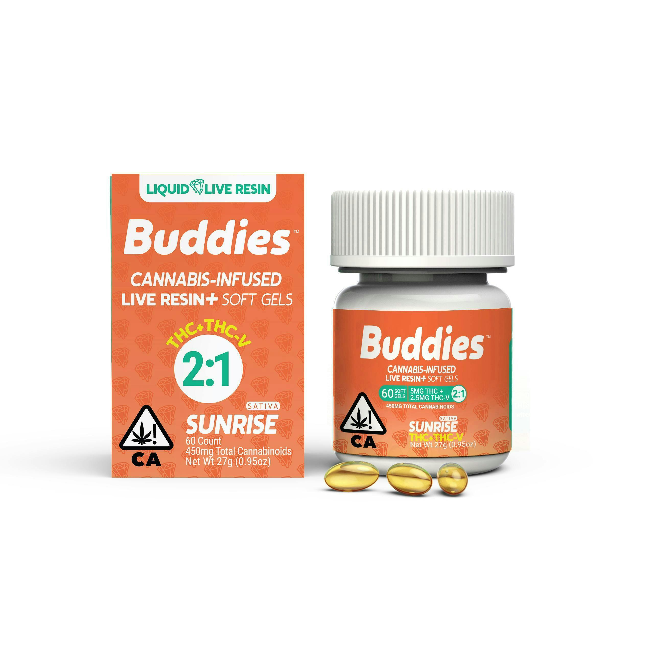 Photograph of product: Buddies Brand | Sunrise 2:1 TH-oui/TH-ouiV Soft Gels (60 Count) | 450mg