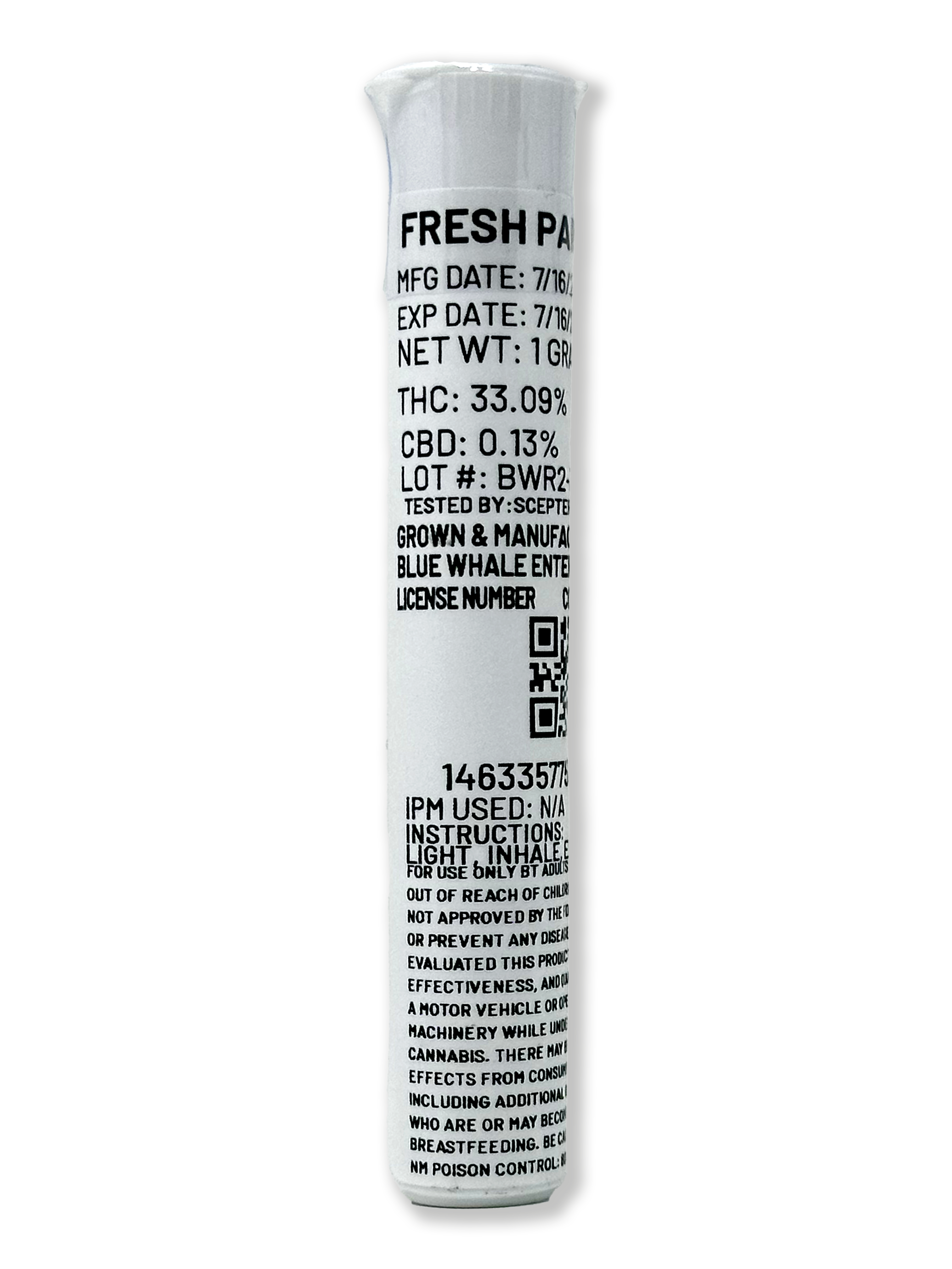 Photograph of product: Fresh Paint (Mad Cow Genetics) - Preroll