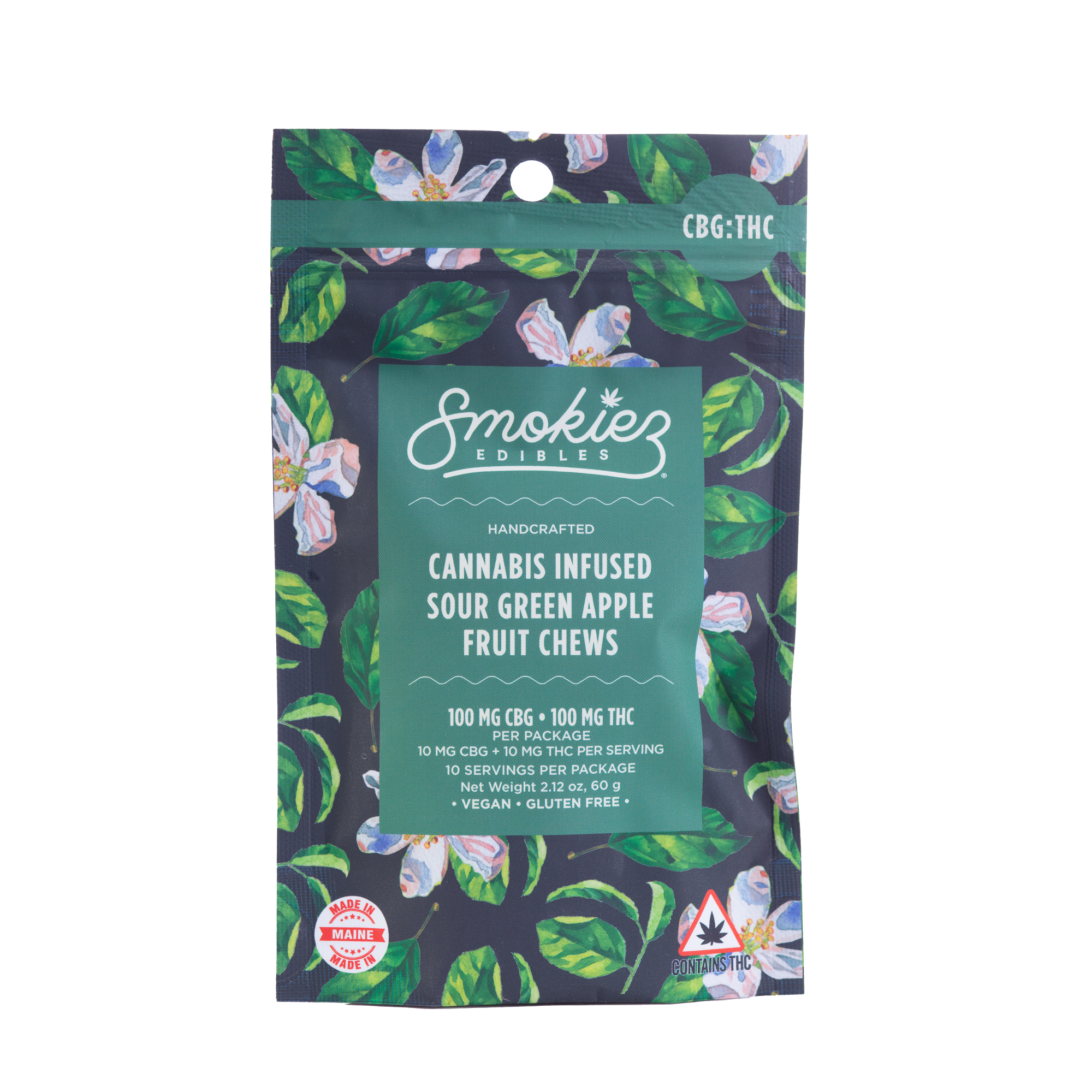 Photograph of product: 100mg CBG / 100mg TH-oui Sour Green Apple Fruit Chews