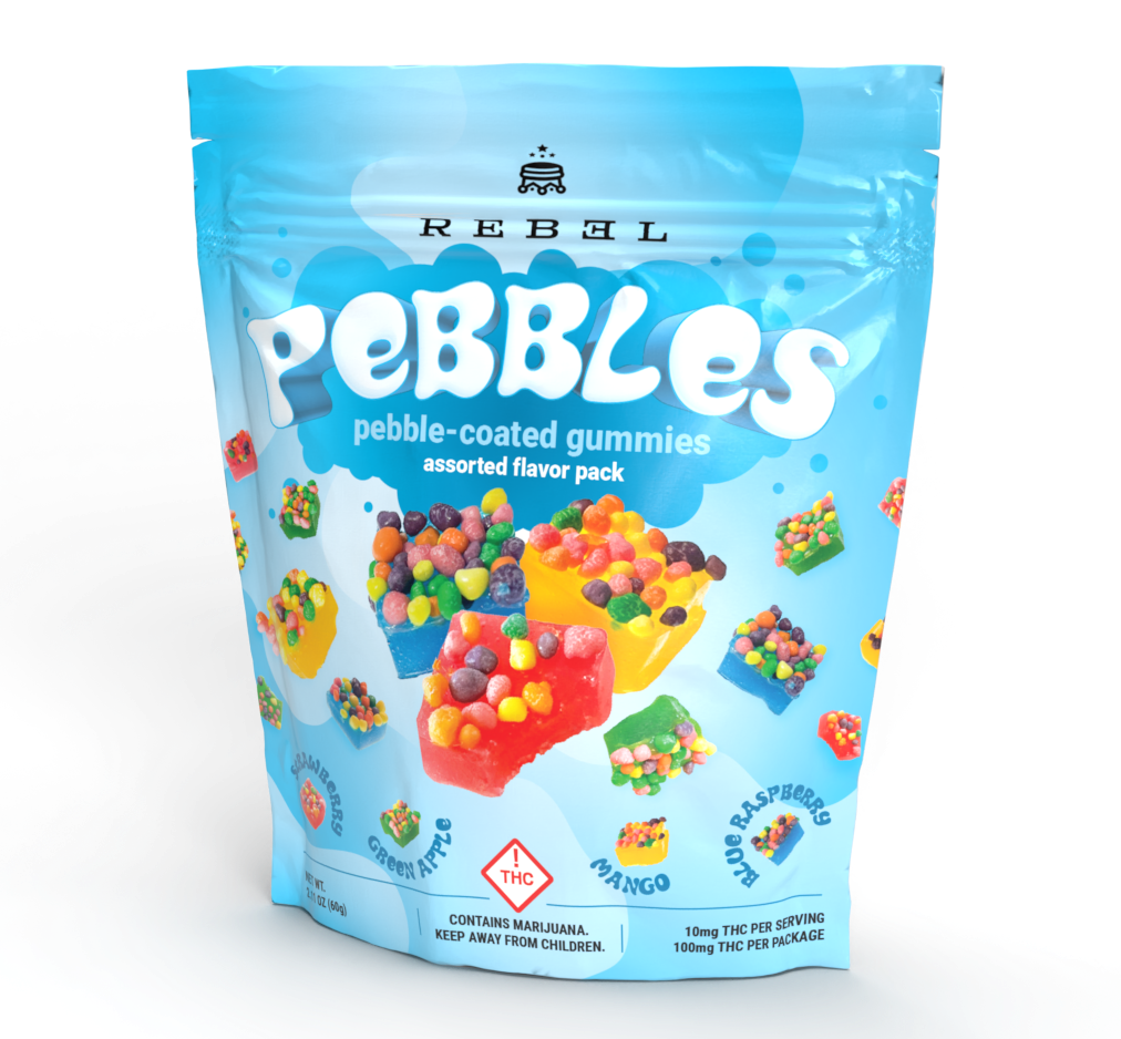 Photograph of product: Pebbles (H) - 100mg Fruit chews - Rebel