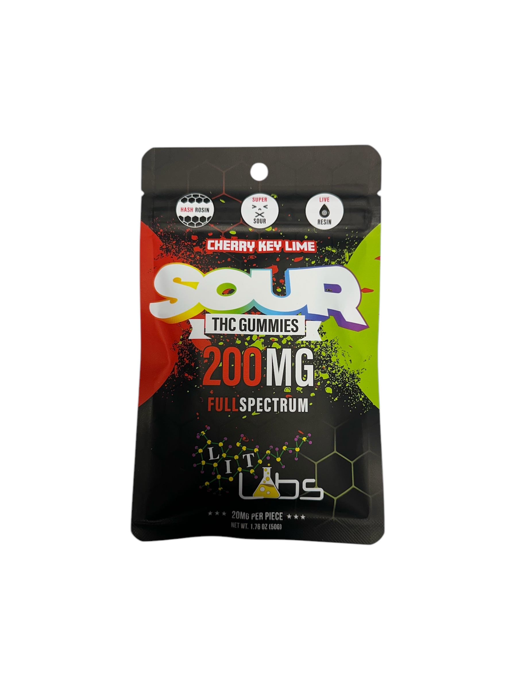 Photograph of product: Lit Labs Sour Cherry Key Lime Full Spectrum Gummies 200mg Rec