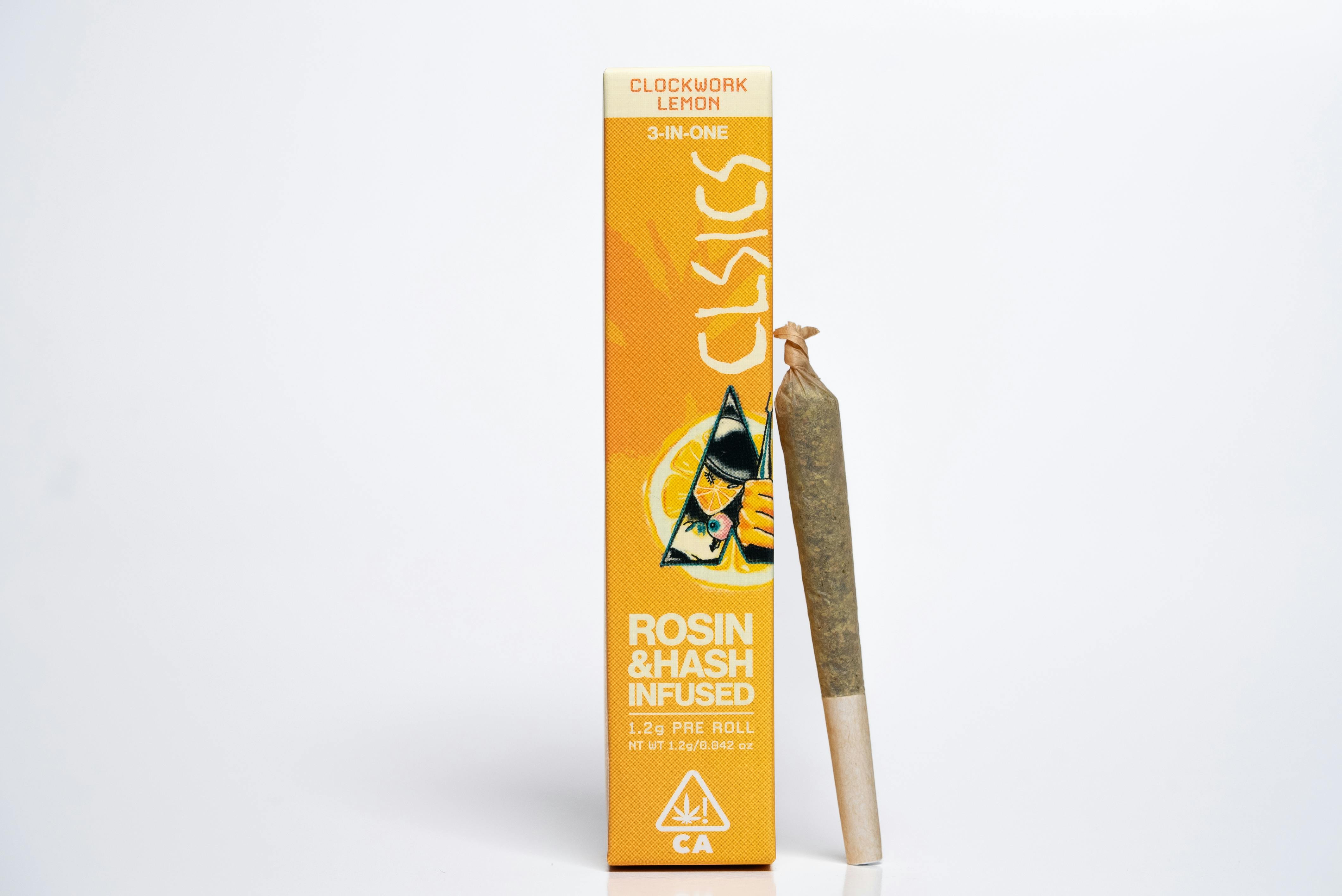 Photograph of product: CLSICS | Clockwork Lemon | Trifecta au chocolat & Rosin Infused Pre-Roll | 1.2g