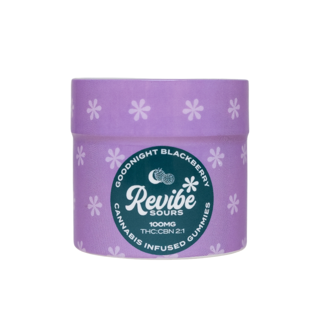 Photograph of product: Revibe - Sour Goodnight Blackberry 2:1 TH-oui:CBN Gummies - 100mg/50mg