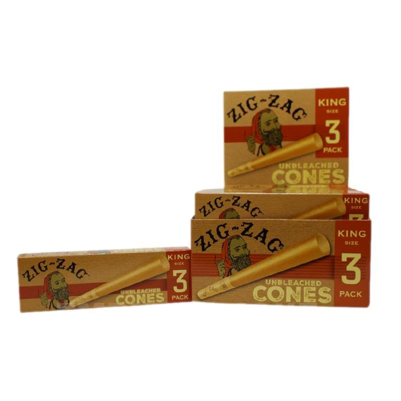 Photograph of product: Zig Zag Unbleached King Size Pre-Rolled Cones 3pk