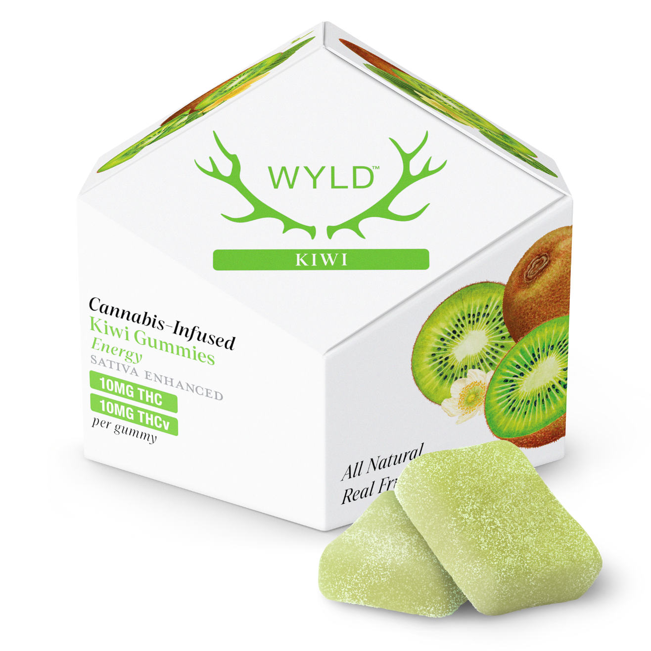 Photograph of product: Wyld > Gummies 100mg > Kiwi > 1:1 TH-oui:TH-ouiv > Oui'd