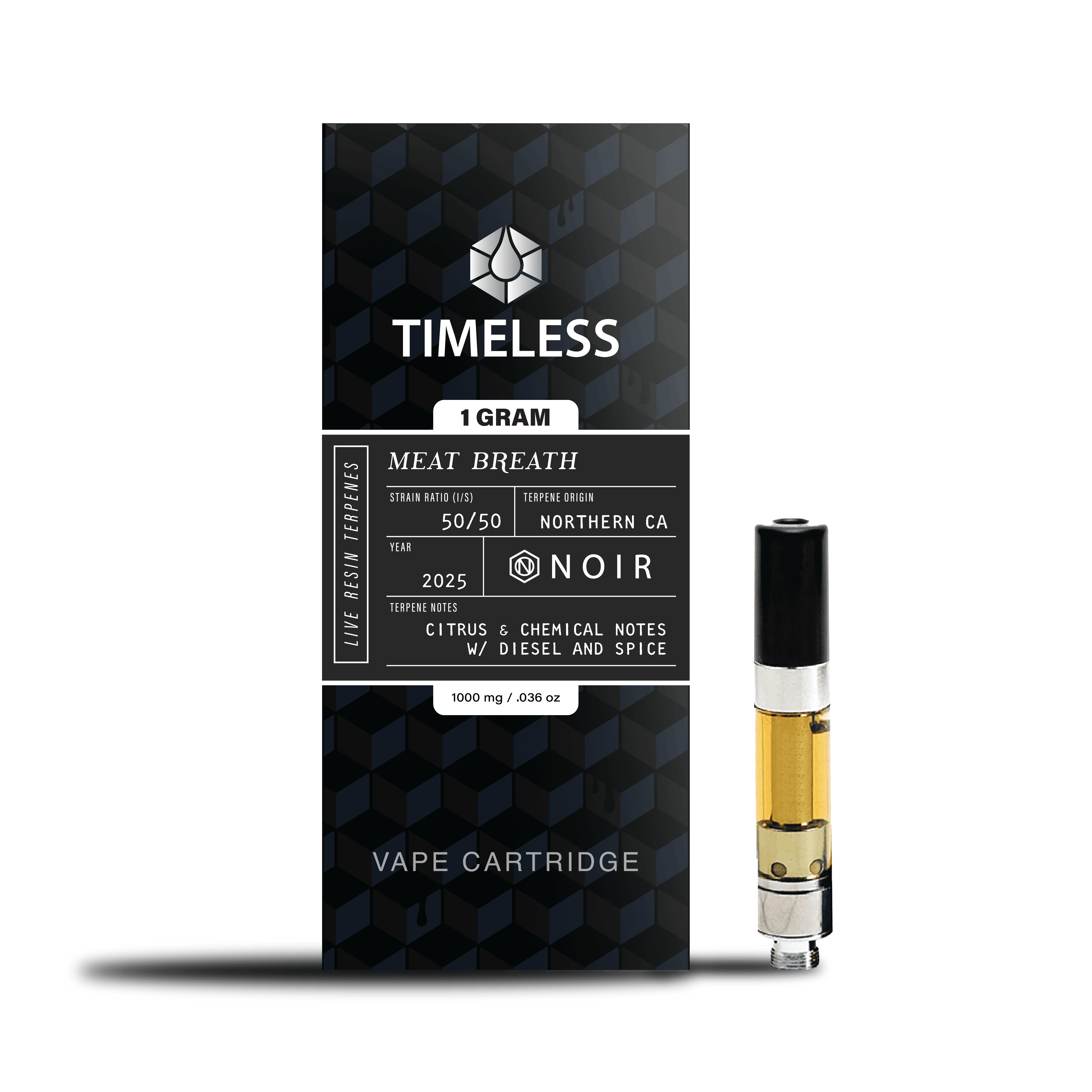 Photograph of product: NOIR Meat Breath Vape Cartridge | 1g - 