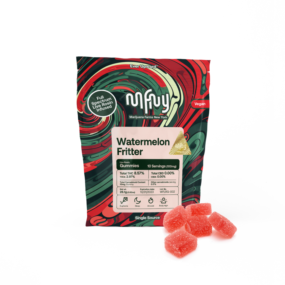 Photograph of product: MFNY 10 Pack of 10mg Live Resin Infused Gummies (100mg)- Watermelon X Apple Fritter