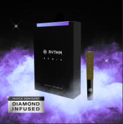 Photograph of product: Rythm Remix - Blueberry Kush 2.5g 5pk Infused Pre-Rolls