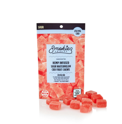 Photograph of product: Sour Watermelon Fruit Chews 250mg CBD | Smokiez