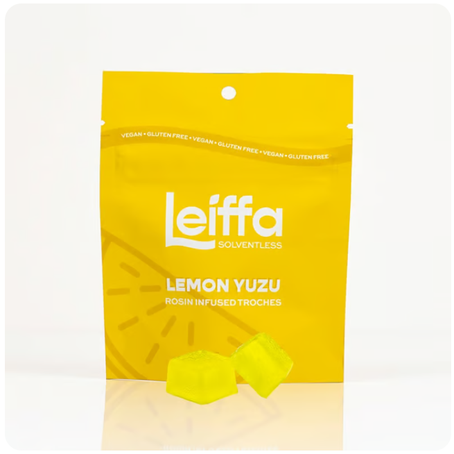 Photograph of product: Lemon Yuzu Live Rosin Troches 50mg/10pk (500mg)