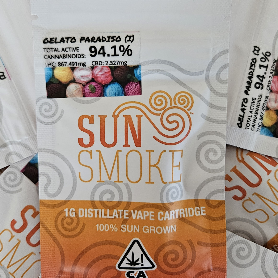 Photograph of product: SunSmoke Gelato Paradiso Oui'd Distillate Vape Cart, 1g