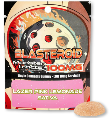 Photograph of product: Blasteroid - Lazer Pink Lemonade - 100mg Single Gummy