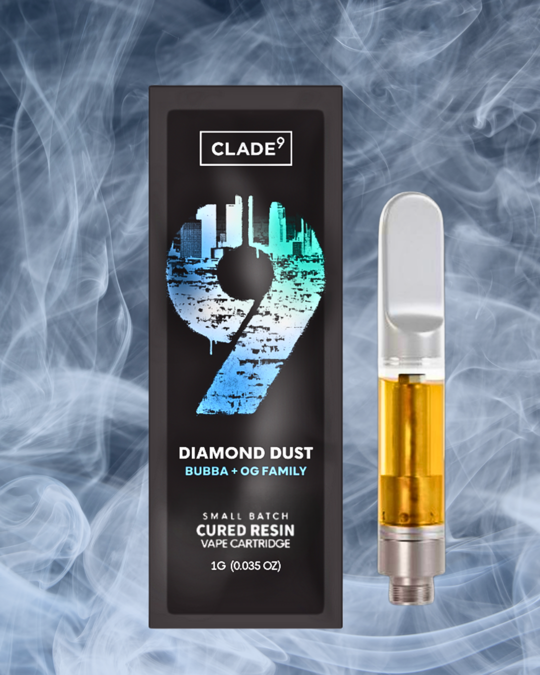 Photograph of product: Clade9 Vape Cart 1g Cured Resin- Diamond Dust