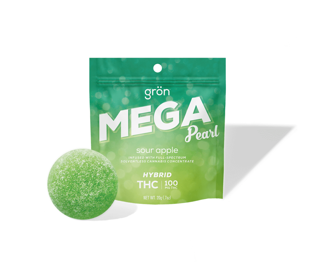 Photograph of product: Sour Apple Mega Pearl - Hybrid Gummies - 100mg