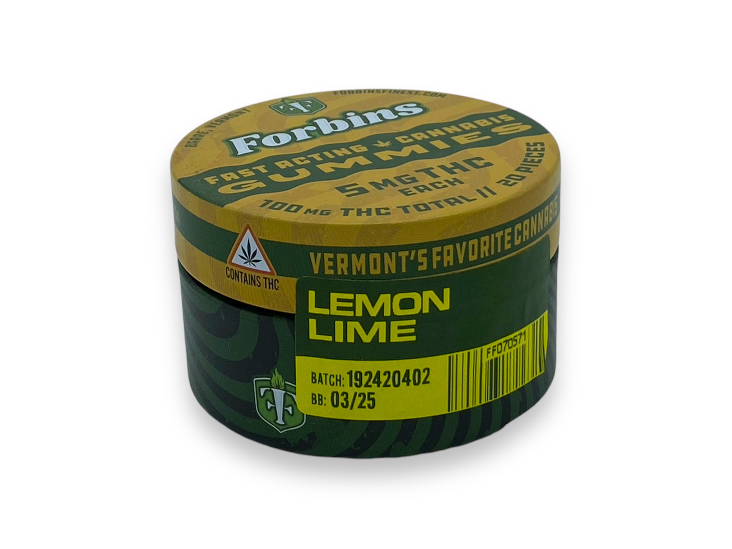 Photograph of product: Lemon Lime - Fast Acting - 5mg/Per Gummy - 20 Pack