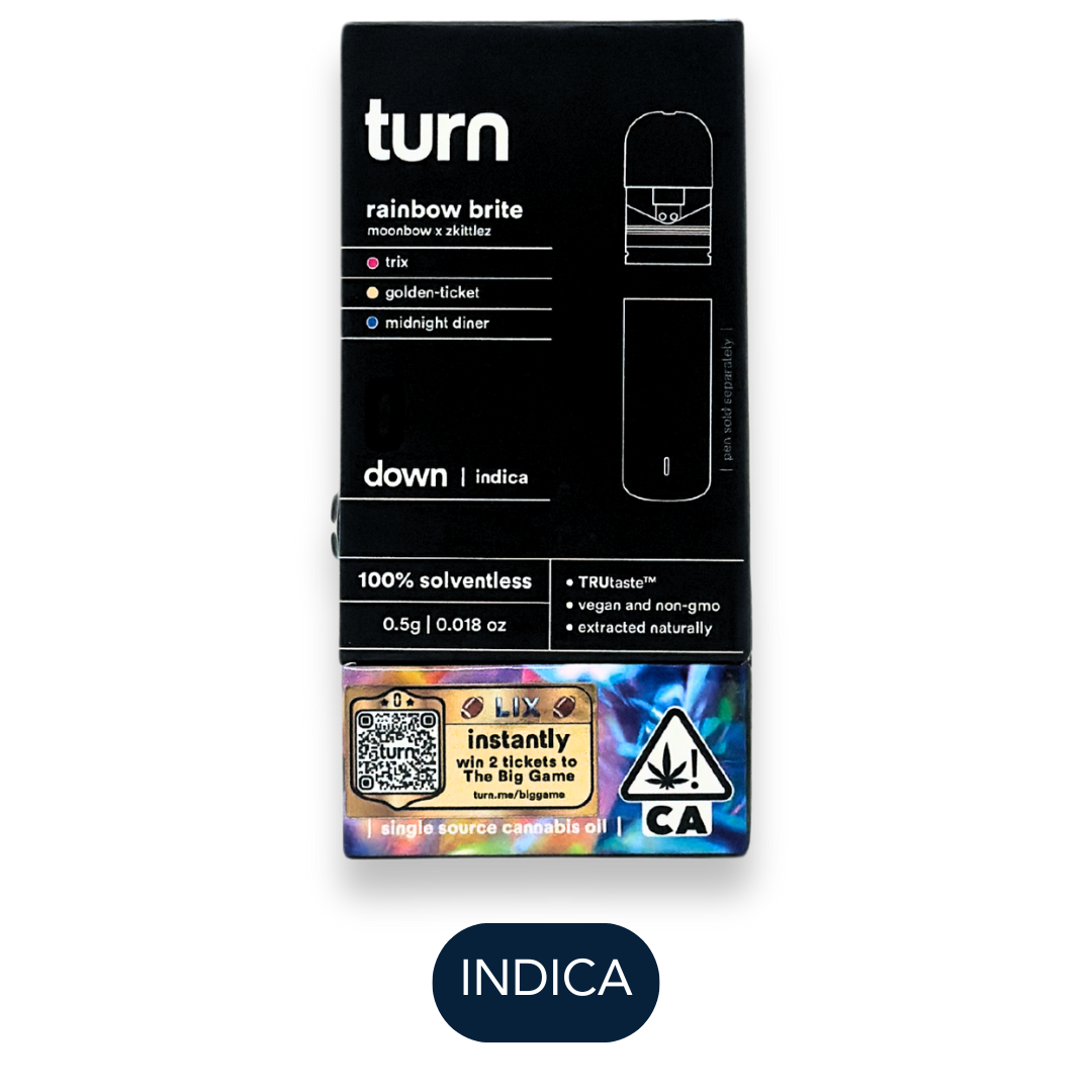 Photograph of product: Turn - Solventless - Rainbow Brite - Vape Pod - 0.5g