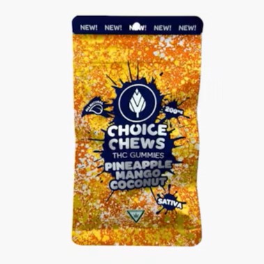 Photograph of product: Choice - Gummies - (200mg) - Oui'd - **PINEAPPLE MANGO COCONUT** (6/$20)