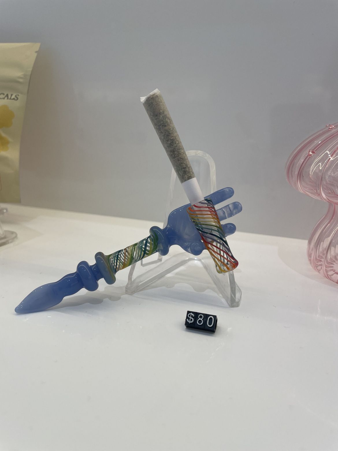 Photograph of product: Goober Doober Joint Accessory and Dab Tool | Heady High End | Blue with Rainbow