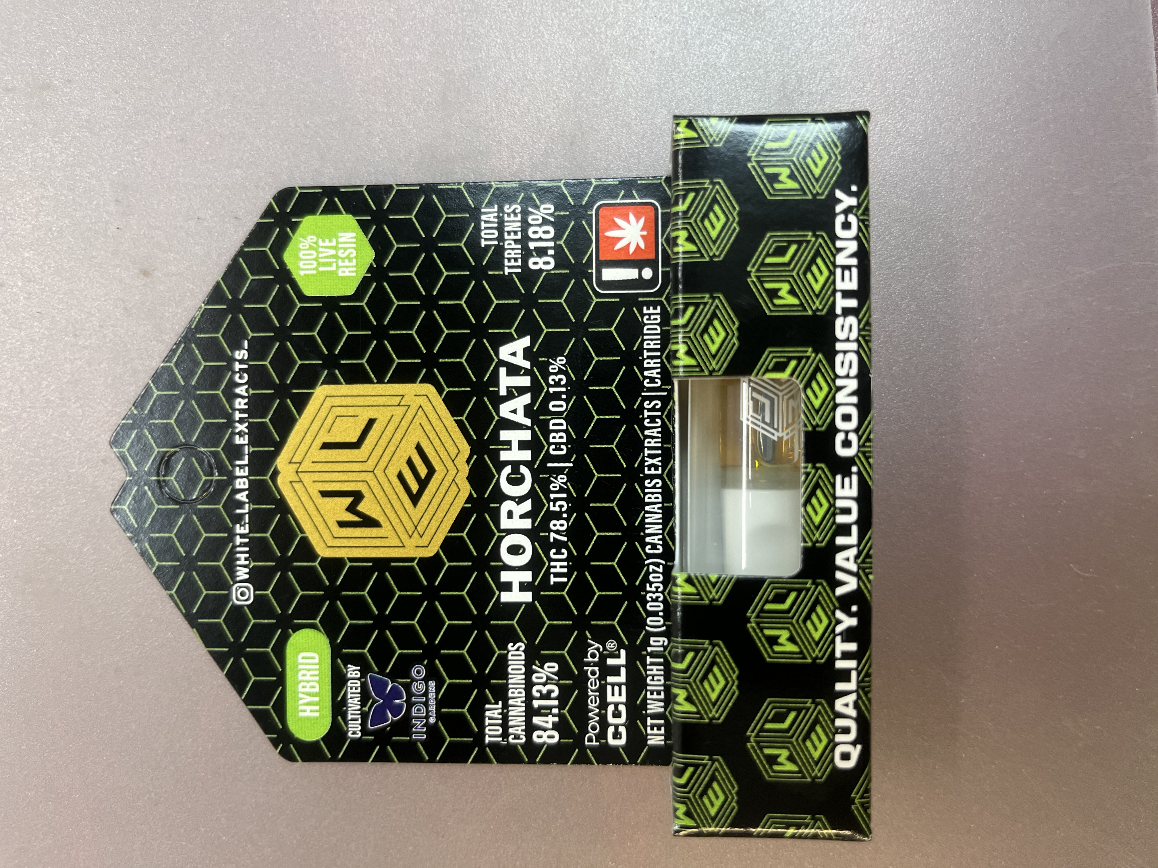 Photograph of product: Horchata Live Resin Cart - White Label Extracts