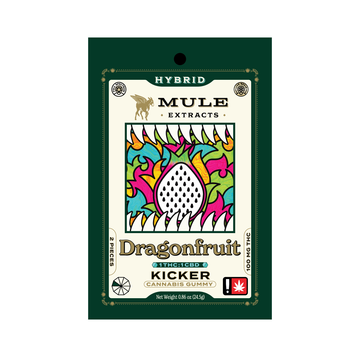 Photograph of product: Mule Kicker - 100mg - Dragon Fruit 1:1 - TH-oui:CBD