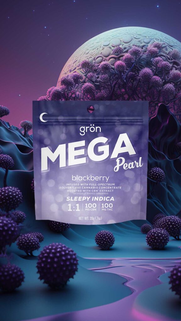 Photograph of product: 1:1 CBN Blackberry | Sleepy Oui'd | Mega Pearl | 100mg