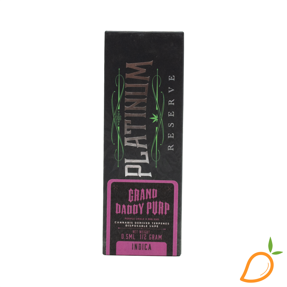 Photograph of product: 0.5g Grand Daddy Purp AIO Platinum Reserve