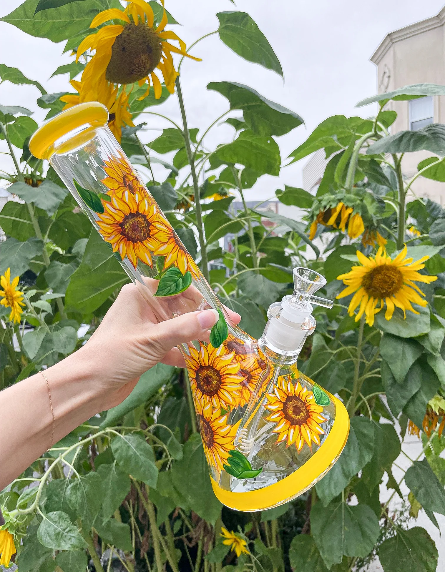Photograph of product: Canna Style | 12" Sunflower Bong | Hand Painted