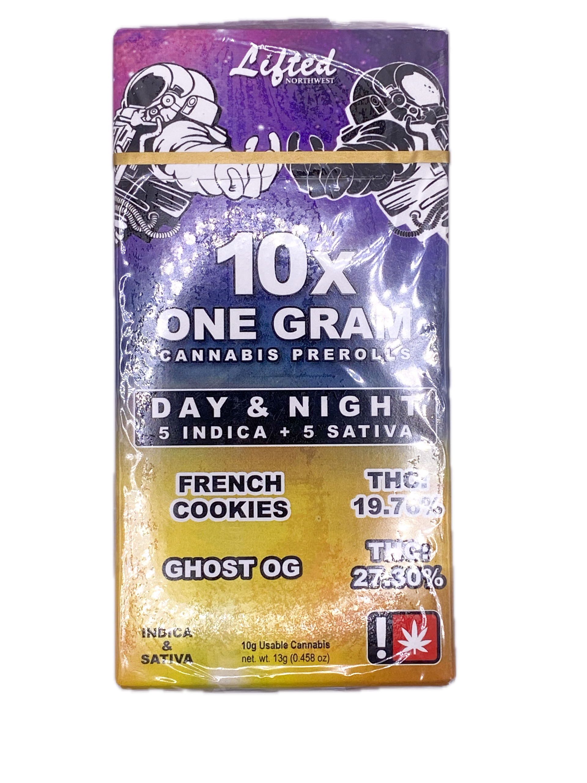 Photograph of product: LIFTED - PREROLL - 10PK - DAY & NIGHT - FRENCH COOKIES & GHOST OG