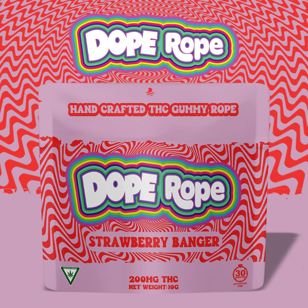 Photograph of product: Dope Rope - Strawberry Banger - 200 MG Nerd Rope